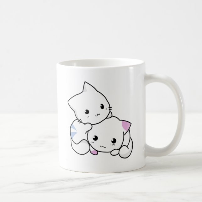 Cute White Kittens Hugging Coffee Mug (Right)