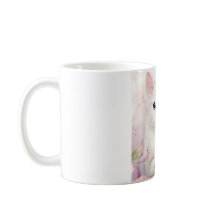 Cute White Kitty And Pink Flowers