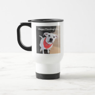Cute White Labrador Mix Puppy Dog Thanksgiving Tra Travel Mug