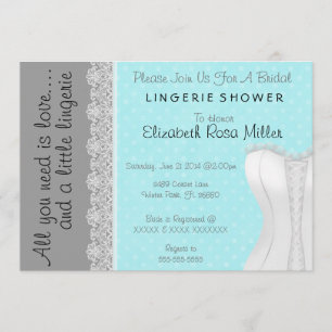Cute White Lace Corset Lingerie Bridal Shower Invitation