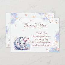 Cute white little bunny and a crescent silver moon