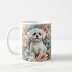 Cute White Maltese Puppy Coffee Mug