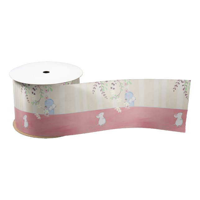 Cute White Mice Hanging Around at Home    Satin Ribbon (Spool)
