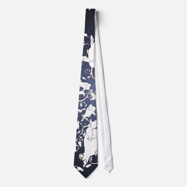 Cute White Mice. In Deep Space. Tie (Front)