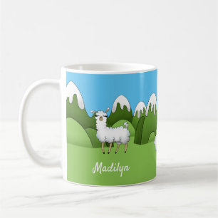 Cute White Mountain Llamas Coffee Mug