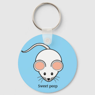 Cute white mouse cartoon key ring