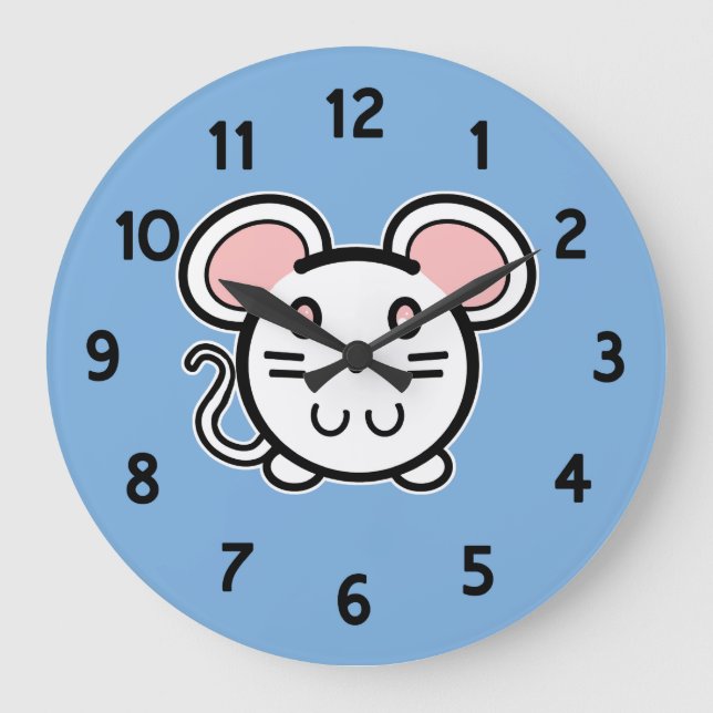 Cute White Mousie Large Clock (Front)