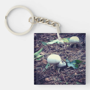 Cute White Mushrooms Key Ring