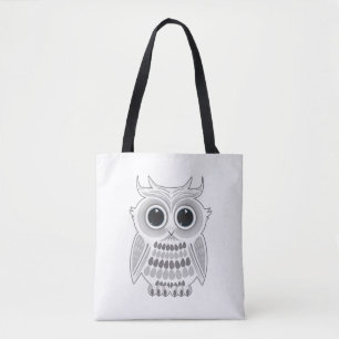 Cute White Owl Big Eyes Kawaii Woodland Nature Art Tote Bag