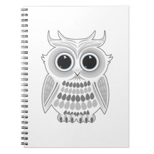 Cute White Owl Big Eyes Woodland Animal Notebook