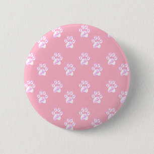 Cute white paws 6 cm round badge