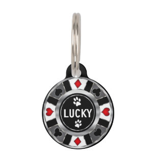 Cute White Paws on Poker Chip Personalise Pet Tag