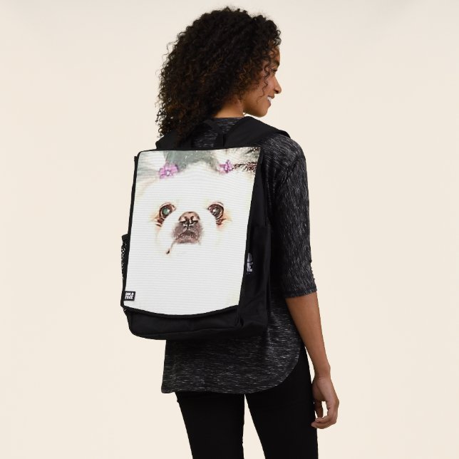 Cute White Pekingese Dog Backpack or Your Dog (Worn)