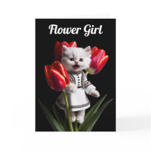 Cute White Persian Flower Girl Greeting Card