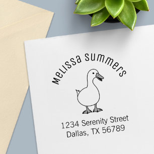 Cute White Pet Duck Arch Address Self-inking Stamp