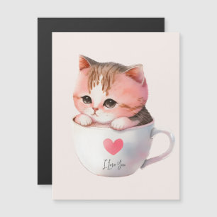 Cute White-Pink Cat in a Tea Cup (2)