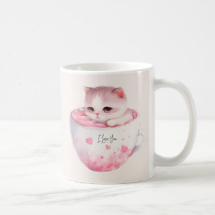 Cute White-Pink Cat in a Tea Cup (3)