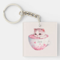 Cute White-Pink Cat in a Tea Cup (3)