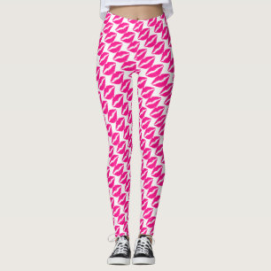 Cute white pink kisses pattern leggings