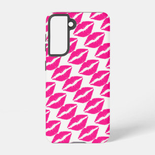 Cute white pink kisses pattern neck tie Case-Mate  Samsung Galaxy Case