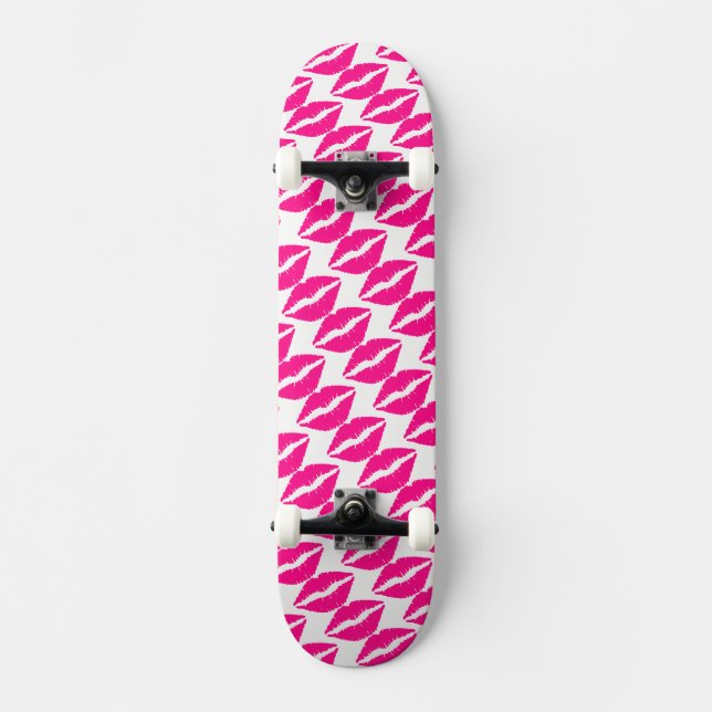 Cute white pink kisses pattern neck tie Case-Mate  Skateboard (Front)