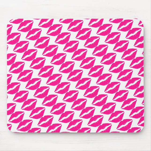 Cute white pink kisses pattern neck tie mouse mat (Front)