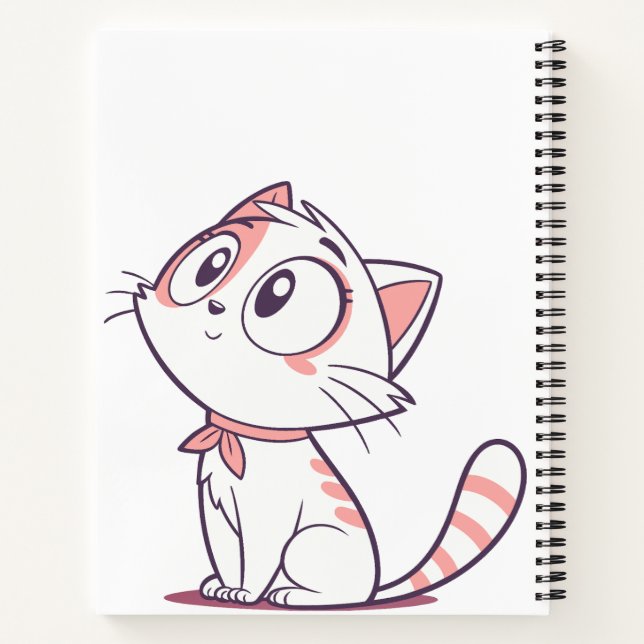Cute White & Pink Kitten – Kids Notebook (Back)