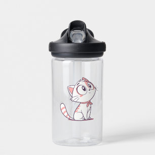 Cute White & Pink Kitten – Kids Water Bottle