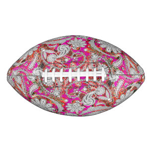 Cute white pink paisley patterns american football