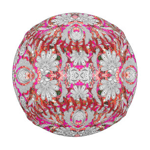 Cute white pink paisley patterns baseball