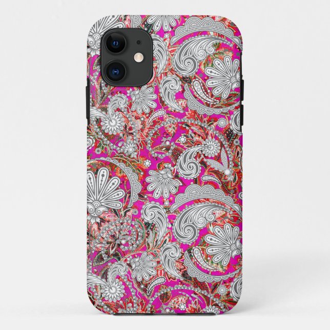 Cute white pink paisley patterns Case-Mate iPhone case (Back)