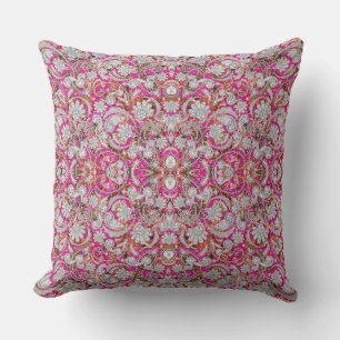 Cute white pink paisley patterns cushion