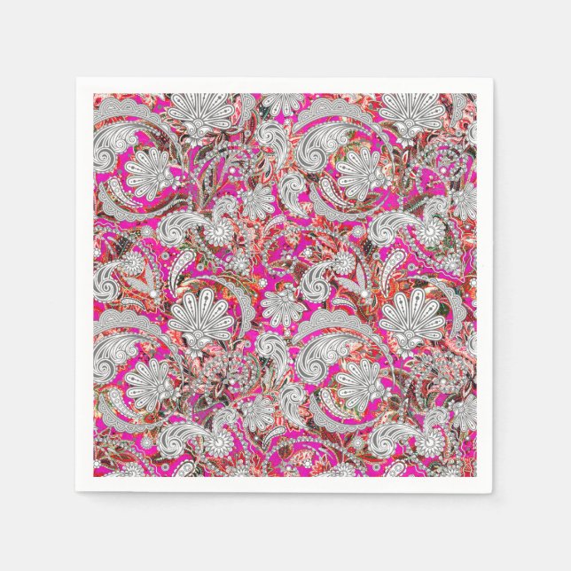 Cute white pink paisley patterns napkin (Front)