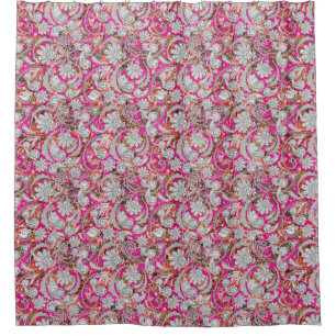 Cute white pink paisley patterns shower curtain