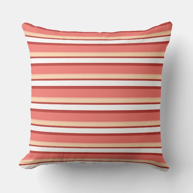 Cute white pink stripes cushion (Front)