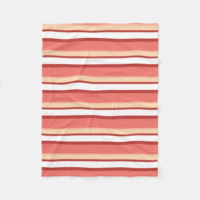 Cute white pink stripes fleece blanket (Front)