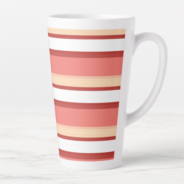 Cute white pink stripes latte mug (Right)
