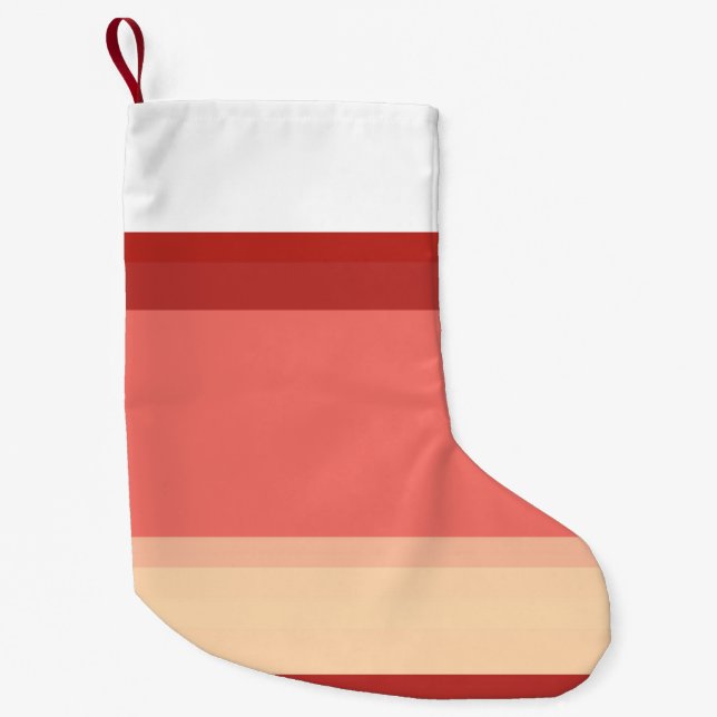 Cute white pink stripes small christmas stocking (Front)