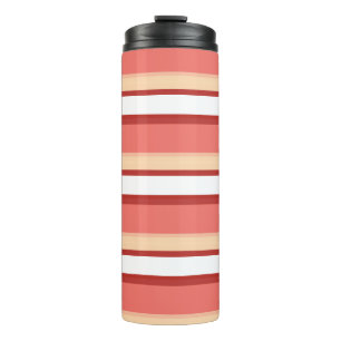 Cute white pink stripes thermal tumbler