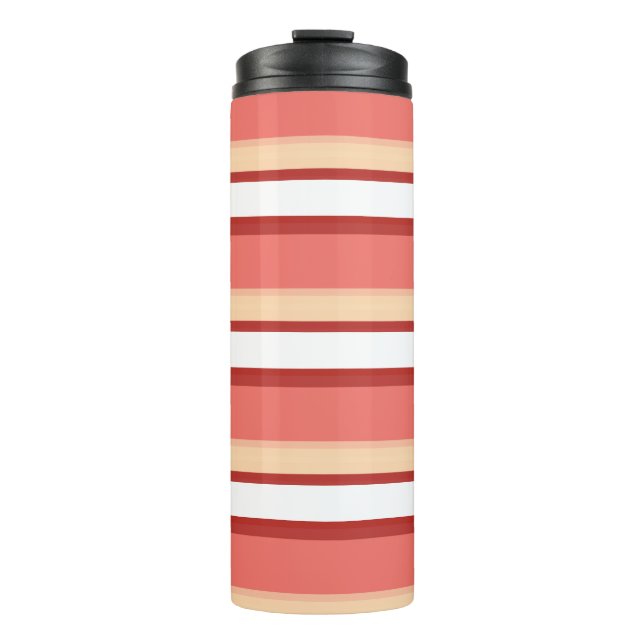 Cute white pink stripes thermal tumbler (Front)