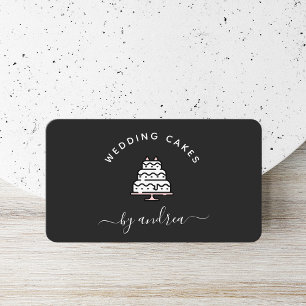 Cute White & Pink Wedding Cake Logo Event Planner  Business Card