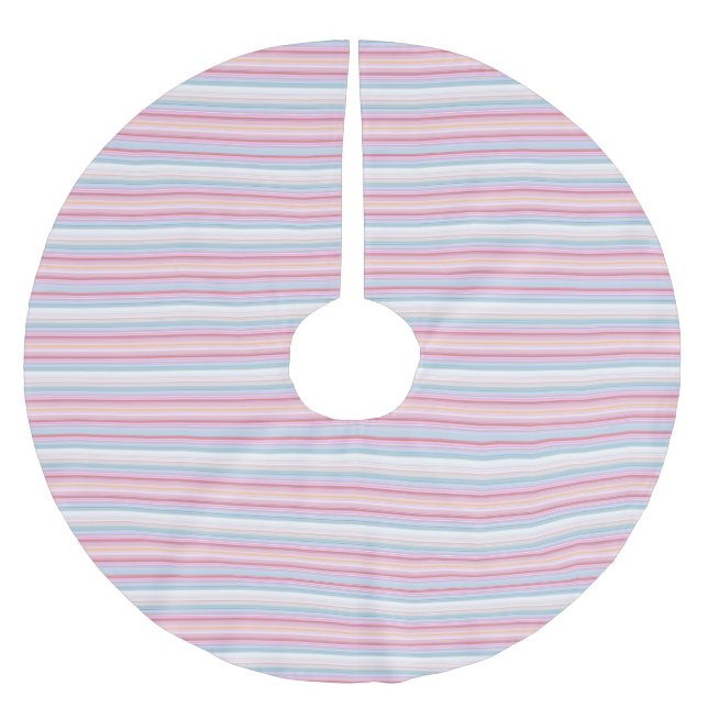 Cute white pinky stripes  brushed polyester tree skirt (Front)