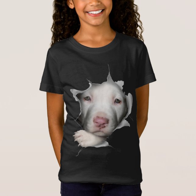 Cute White Pitbull Face Inside Me T-Shirt (Front)