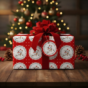 Cute White Polar Bear Family Custom Name Christmas Wrapping Paper
