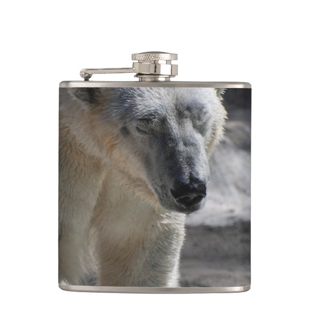 Cute White Polar Bear Hip Flask (Front)