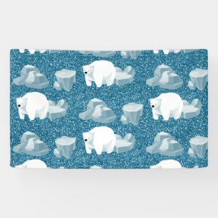 Cute White Polar Bear North Wild Animal Blue Cold Banner