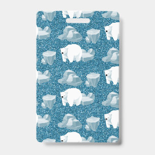 Cute White Polar Bear North Wild Animal Blue Cold ID Badge