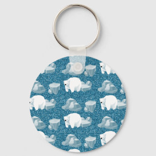 Cute White Polar Bear North Wild Animal Blue Cold Key Ring