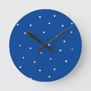 Cute white polka dots round clock