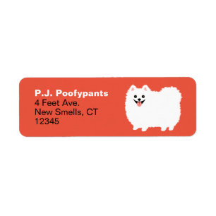 Cute White Pomeranian Cartoon Dog Return Address
